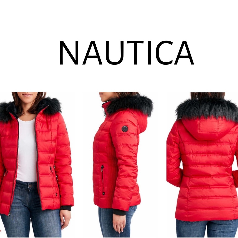 Nautica | Water Resistant Red Hooded Jacket - Picture 3 of 17